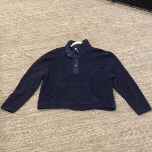 Wallflower Navy Button-Up Fleece Pullover